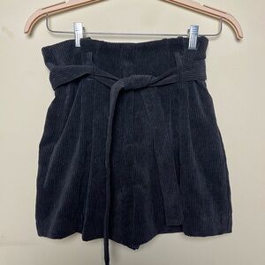 Navy Blue Corduroy Paperbag Shorts